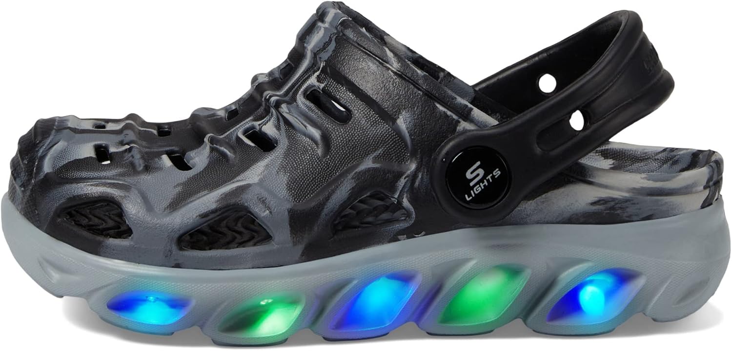 Skechers Boy's Foamies Hypno-Splash - Fusion Blast Sneaker, Black/Grey , 2 Little Kid