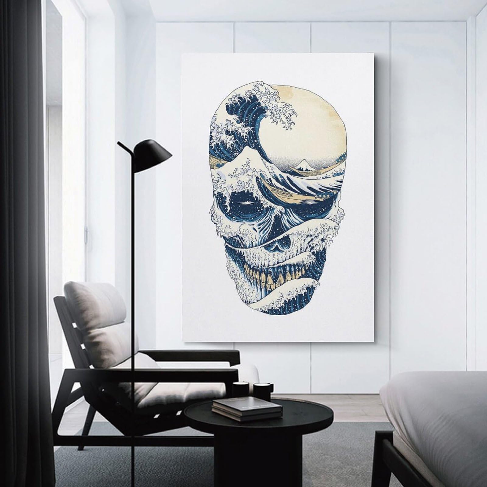 Junmoney The Great Wave Off Skull Wall Art Print 20x30inch(50x75cm), for Gallery Wall Layouts in Home Or Office, An Easy Match for Collected Prints