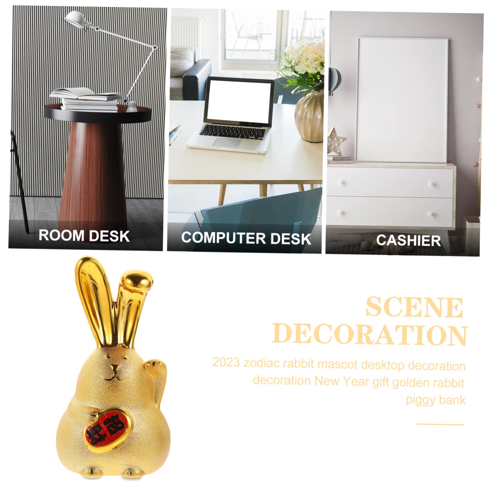 VICASKY 3pièces Forme De Lapin Doré à Décorative pour Adultes pour Et Accessoire De Bureau Et