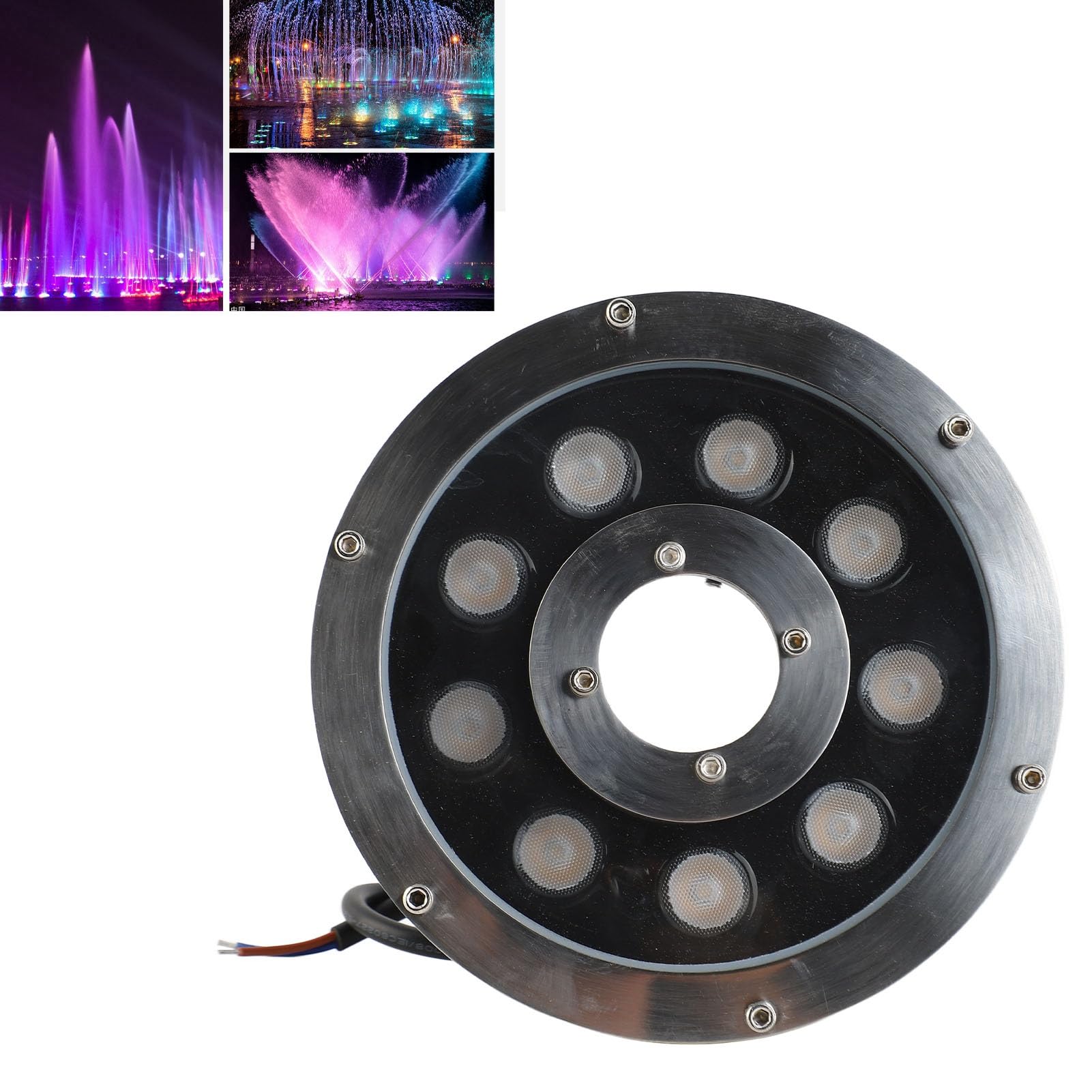 Luci subacquee, luci per stagno a LED, faretto subacqueo sommergibile ad alta luminosità in acciaio inossidabile per cascata di stagno (Bianco caldo 9W)