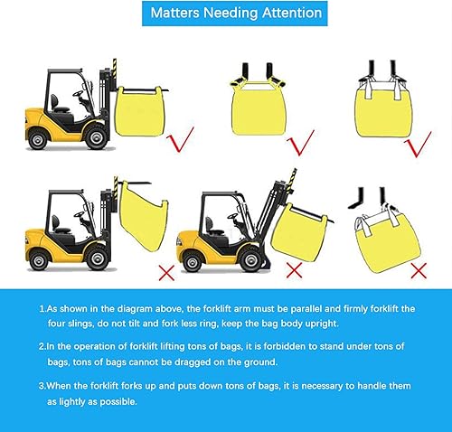 Miniatura 7 de Paquete de 10 bolsas a granel Aolikebao FIBC, bolsa de 1.5 toneladas, 39.4 pulgadas de largo x 39.4 pulgadas de ancho x 39.4 pulgadas de alto, 3300