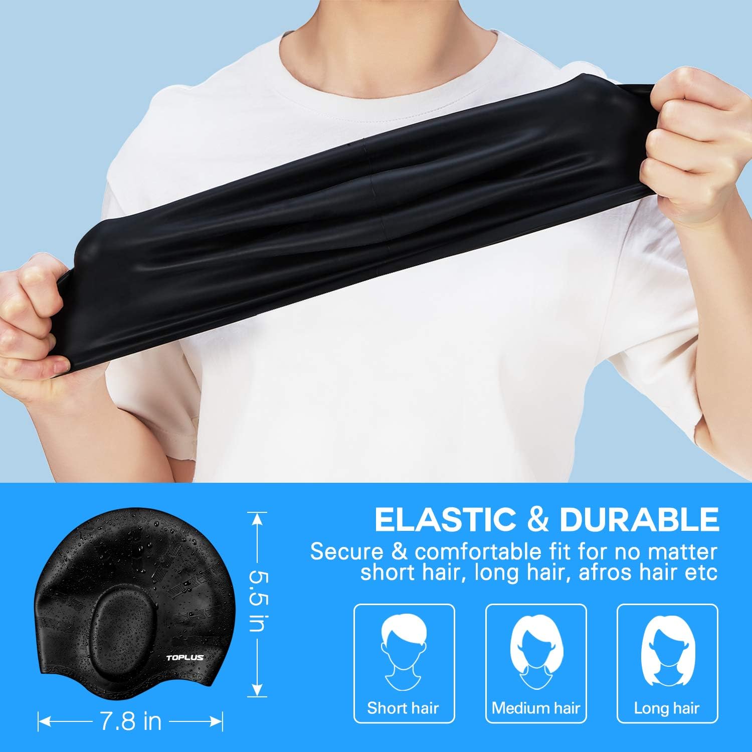 Swim Cap, Durable Silicone Swimming Cap Cover Ears, 3D Ergonomic Design Swimming Caps for Women Kids Men Adults Boys Girls with Nose Clip & Earplugs : Sports & Outdoors