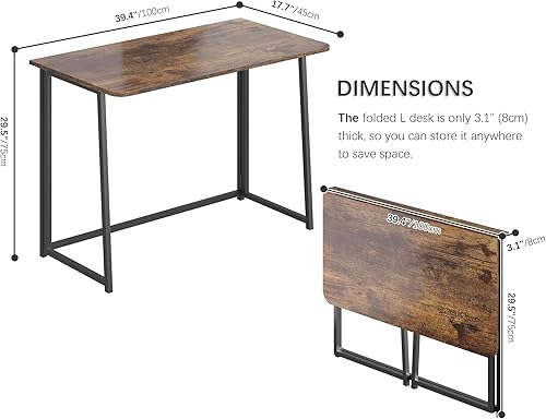 Miniatura 68 de 4NM Escritorio plegable pequeño de 31.6 pulgadas, escritorio plegable de oficina en casa, mesa de estudio para dormitorio pequeño que ahorra natural