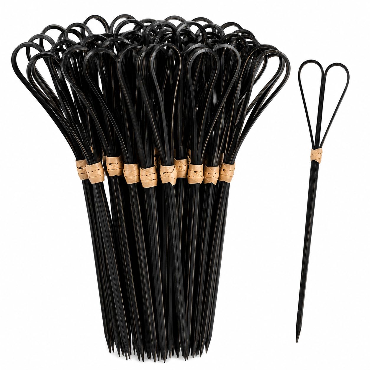 Somani Cocktail Picks for Appetizers & Party, Black Heart Loop, 100 Pcs