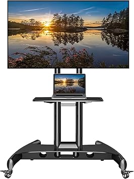 NB Mobile TV Cart, UL Listed, Rolling TV Stand with Wheels for 32 to 75 Inch LCD LED OLED Plasma Flat Panel Screens up to 100lbs (Black)