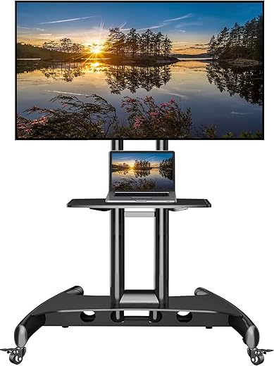 NB Mobile TV Cart, UL Listed, Rolling TV Stand with Wheels for 32 to 75 Inch LCD LED OLED Plasma Flat Panel Screens up to 