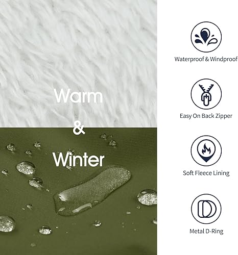 Miniatura 3 de IECOii Abrigo para perro con arnés integrado, grande, impermeable, abrigo de invierno para perro, cremallera trasera, suéter para perros, ropa de