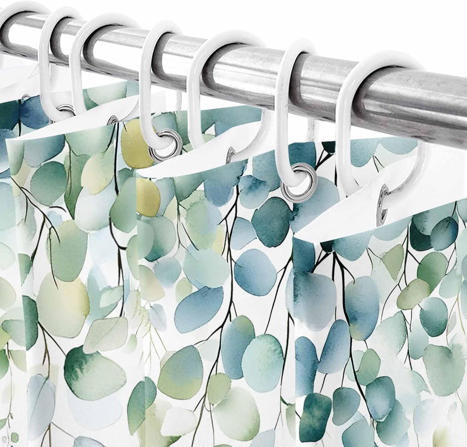 72x78 Inch Shower Curtain Blue Green Eucalyptus Bathroom Decor, Waterproof Fabric Bathtub Bath Curtains Decorative Sage Gradient Leaves Butterfly Extra Long Shower Curtain Set with Hooks