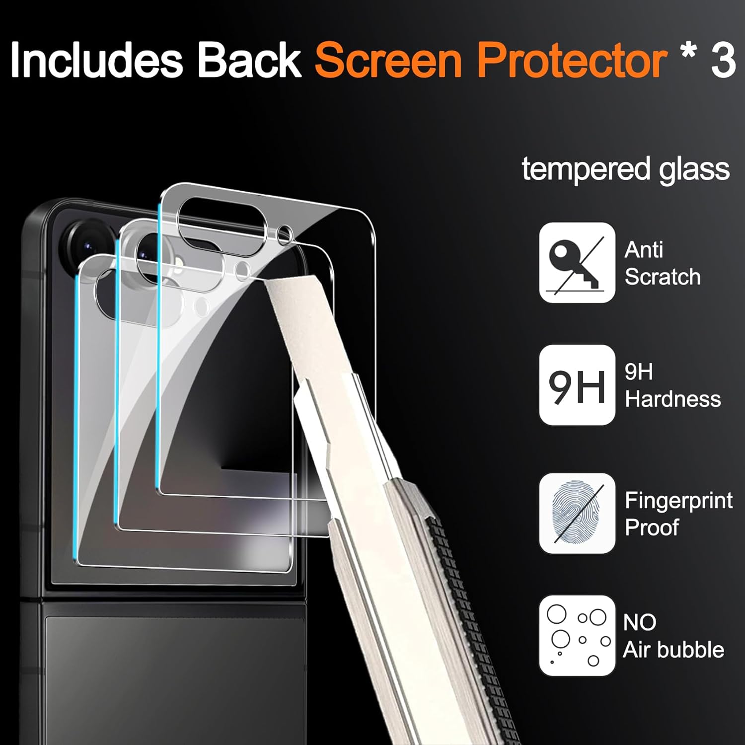 Milomdoi 9 in 1 Screen Protector for Samsung Galaxy Z Flip 7, 3 Inside Flexible Film   3 Front Tempered Glass   3 Camera Lens Protector Accessories with Installation Frame,Clear