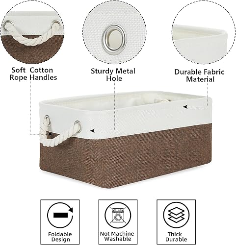 Vista 47 de Bidtakay Canastas pequeñas de almacenamiento de lona con asas [6 unidades] Contenedores de almacenamiento de tela azul marino de 11.8 x 7.8 x 5
