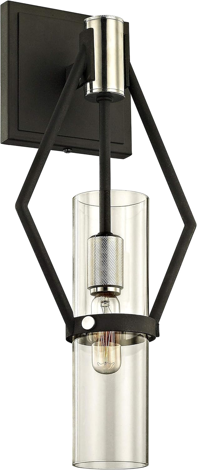 Troy Lighting Raef-1 Light Wall Sconce-7 Inches Wide by 16 Inches High-Black Finish