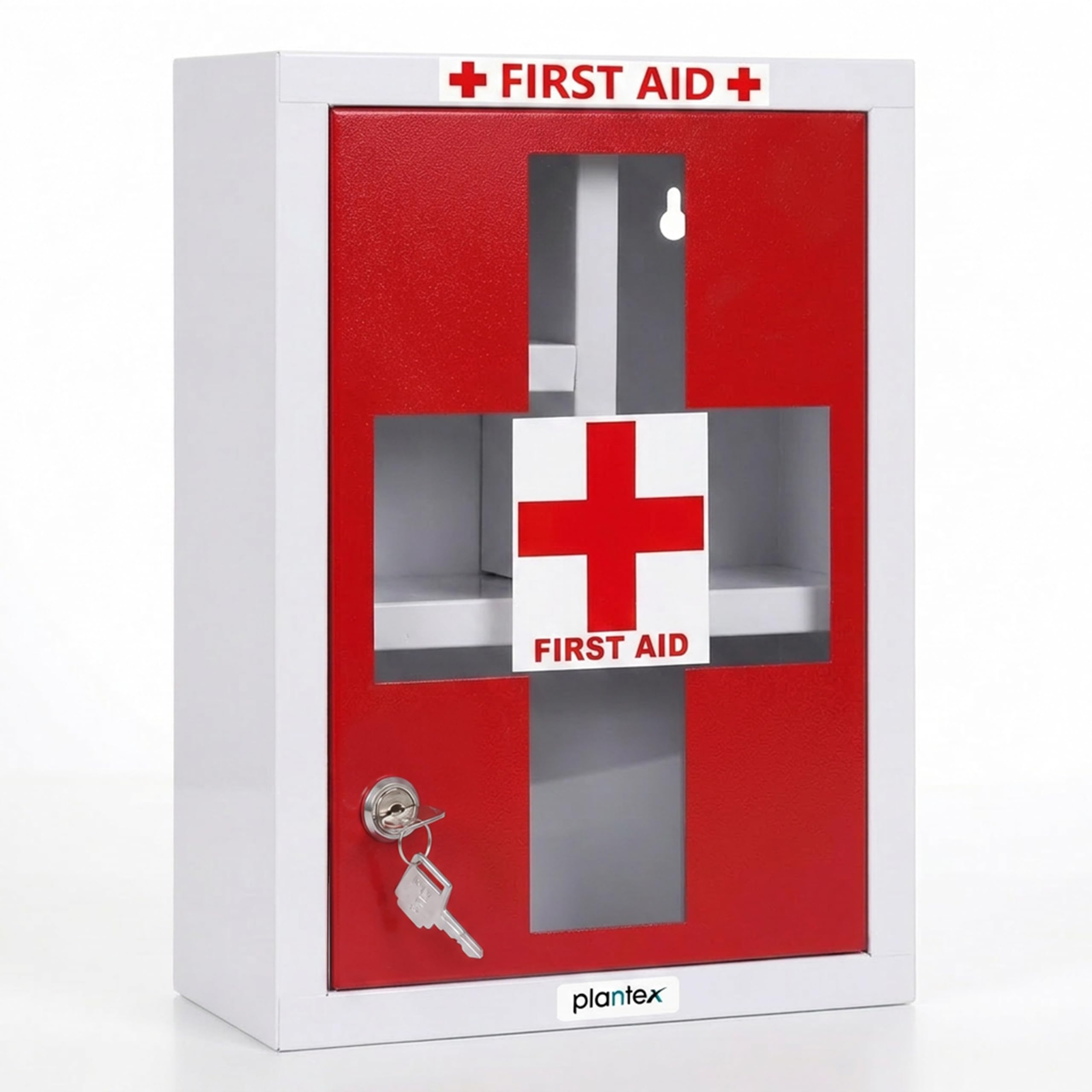 Plantex Metal Emergency First Aid Box for Home/Medical Box for Medicine Storage with Multi Compartments for School, Office - with Lock (Red & White) Big Size, Wall Mount-image-44