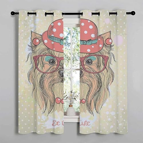 Miniatura 2 de Cortina Blackout para Habitacion Yorkie Hallway Curtains Cortinas para Separar Cuartos 63Inch Width by 80Inch Length,2 Panels