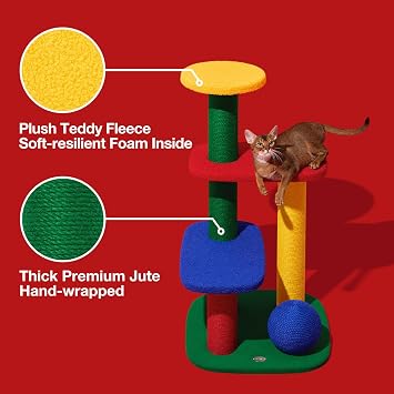 VETRESKA 38.6 Multi-Level Cat Tower, Cat Tree with Platform, Sisal Scratching Posts and Scratch Ball, Indoor Cats Furniture Activity Center for Large Cats Kittens