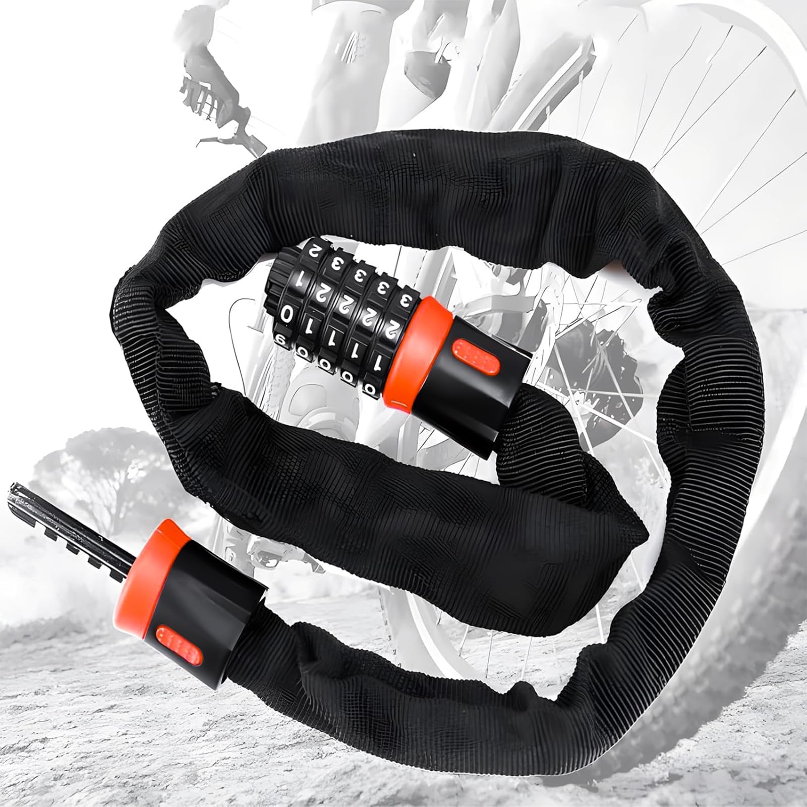 HIKKY Bike Lock, 3Ft Long Heavy Duty Anti-Theft Bike Chain Lock, High Security 5 Digit Combination Password Bicycle Lock for Outdoor Equipment, Motorcycle, Scooters, Fence, Gate