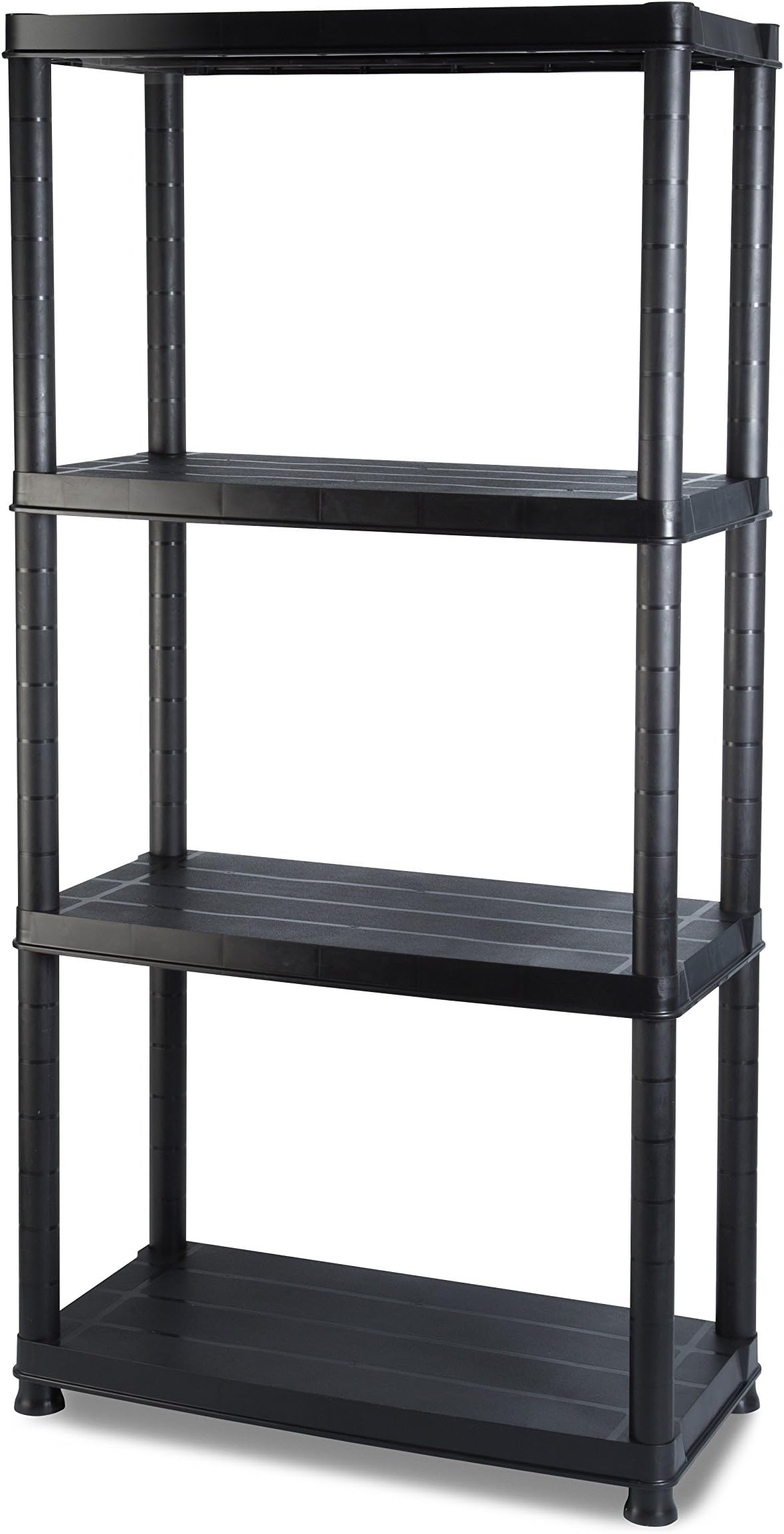 Addis 4 Tier Plastic Storage Shelving Unit – Durable Freestanding Organiser for Garage, Shed, Utility Room, or Home – Space-Saving, Easy Assembly, Plastic, Black