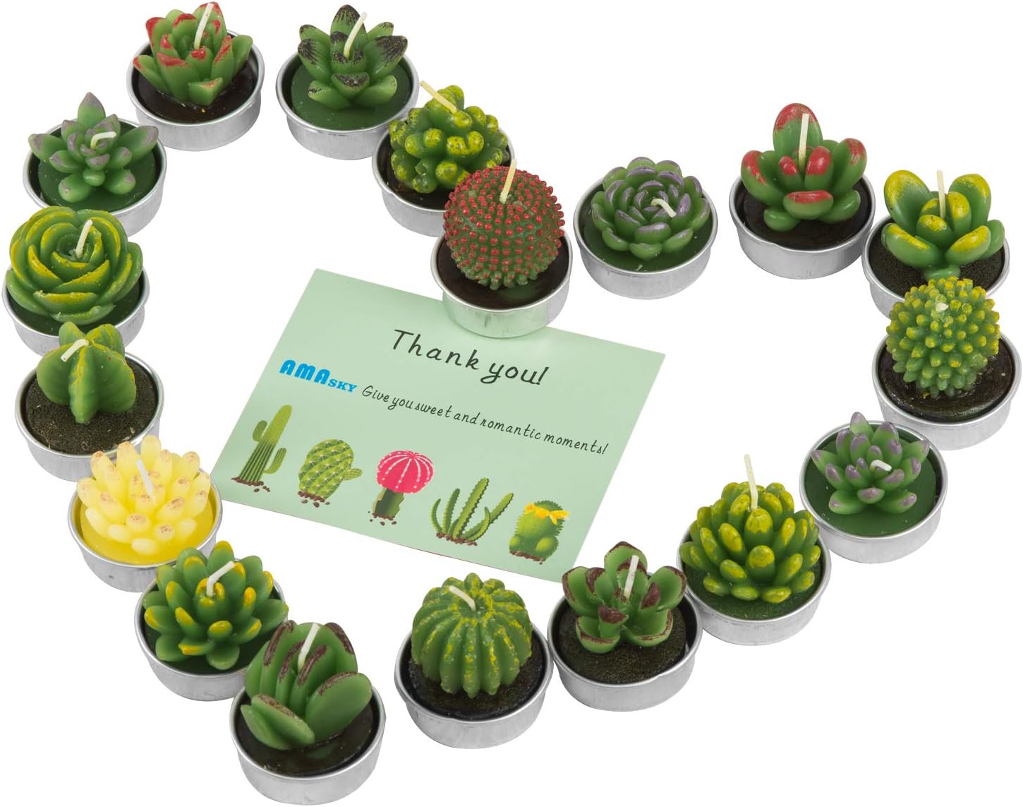 Handmade Delicate Succulent Cactus Candles for Party Wedding Spa Home Decoration(18 Packs)