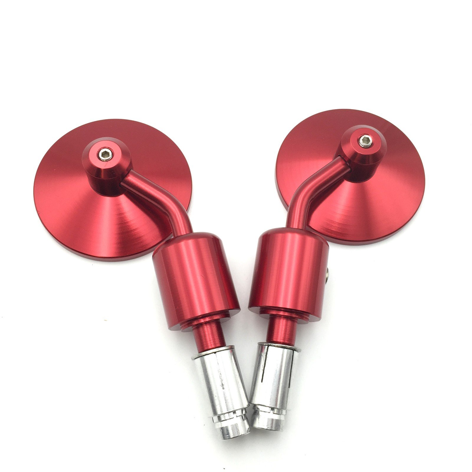 Amazon.com: SMT-A Set CNC Red Rear View Handle Bar End Round