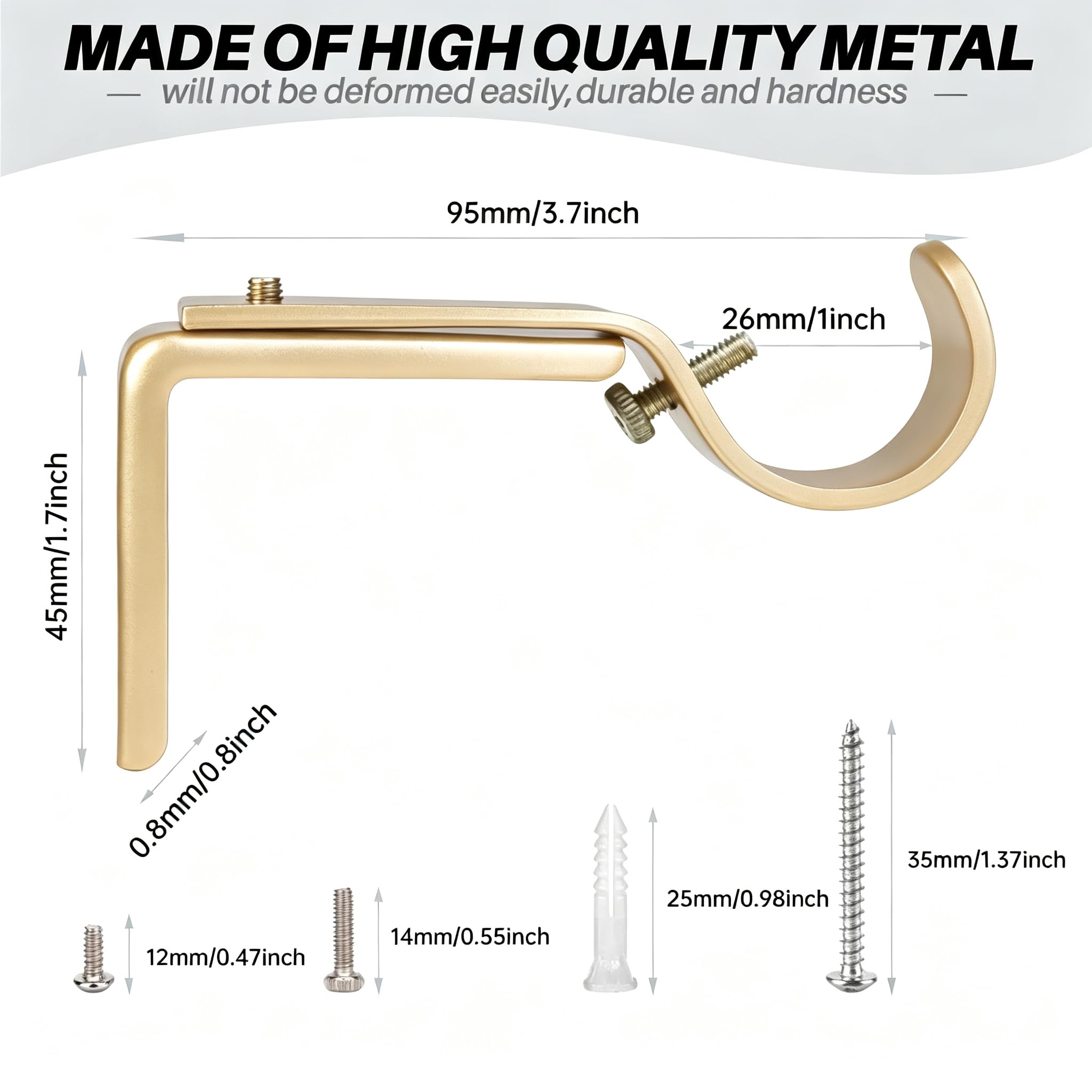 Heavy Duty Curtain Rod Brackets - Set of 3 -3