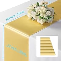 Vista 98 de Manyshofu 12Pcs Satin Orange Table Runner - 12 x 72 Inch Long Size, Party Table Runner Decor Bright & Smooth Wedding Decorations Table Runners for