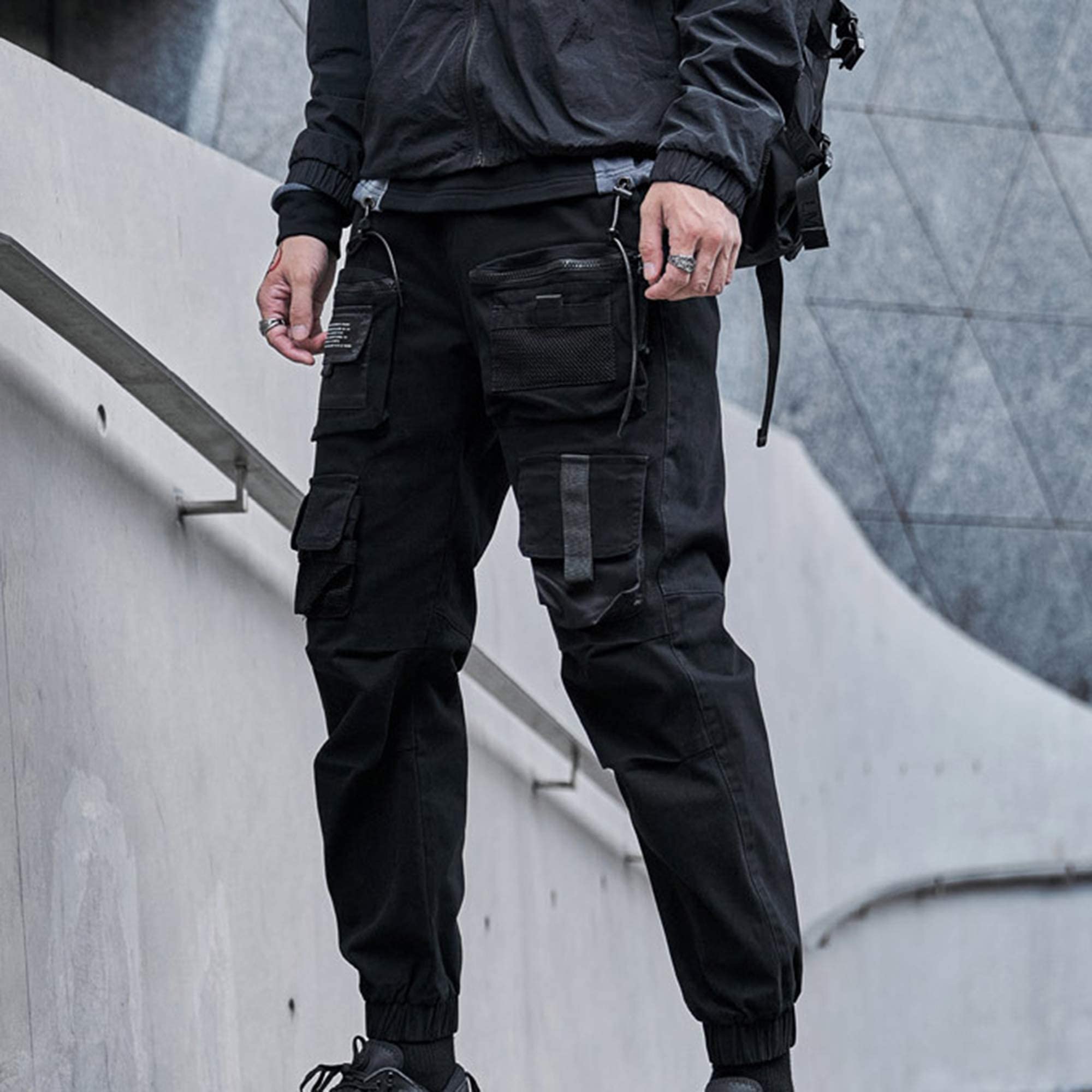 XYXIONGMAO Multibolsillos sueltos pantalones funcionales casuales pantalones cargo pantalones techwear harén hip hop pantalones para hombres