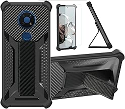 Case Compatible for Nokia C5 Endi Phone Case Cover [with Tempered Glass Screen Protector] Hybrid Case [Folding Support Magnetic] [Frosted Anti-Fingerprint] Black