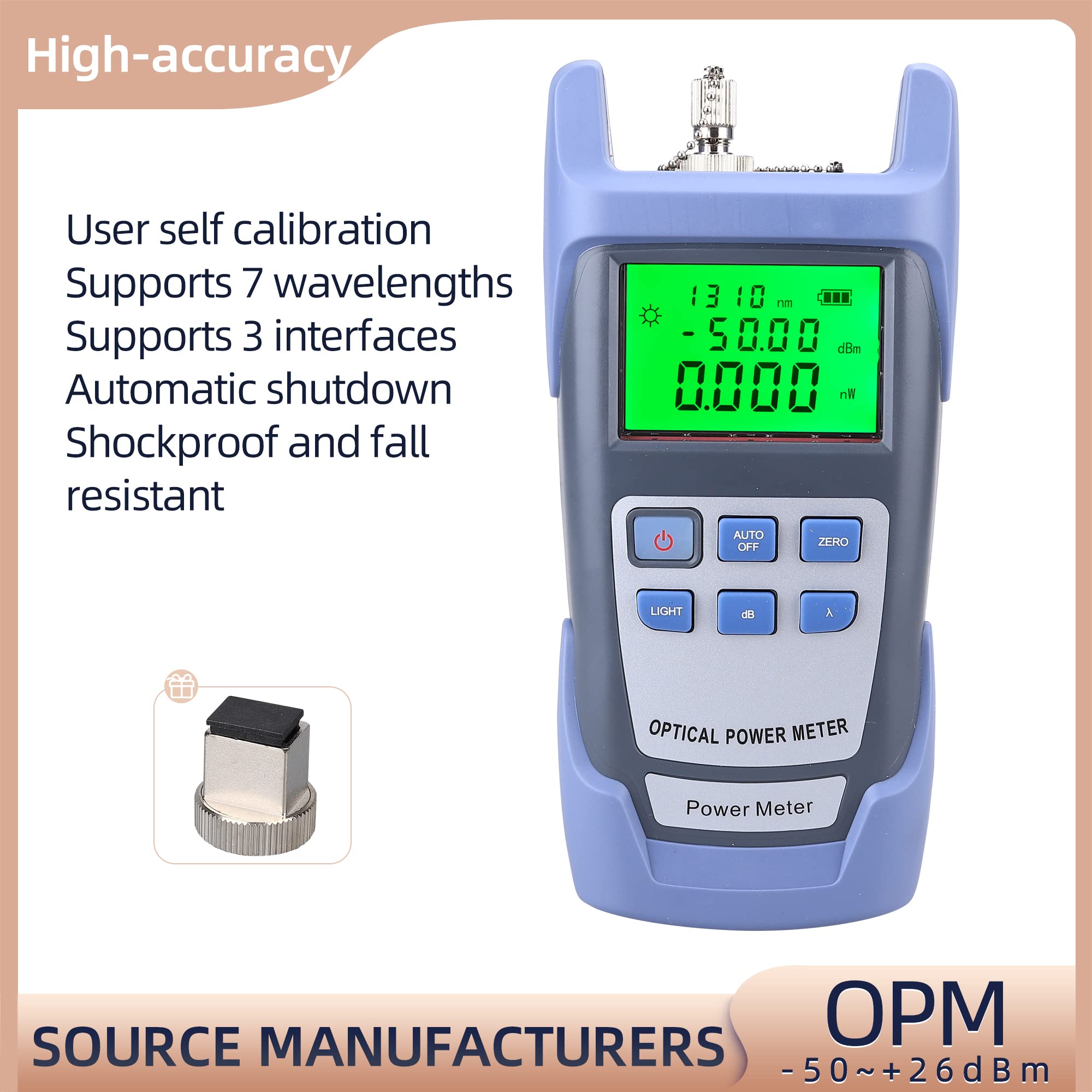 FTTH Fiber Optical Power Meter with Light Source SC FC Connector Optic Test Equipment for CCTV Communication Engineering OPM-50~+26dBm