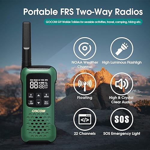 Miniatura 2 de Walkie Talkies para adultos de largo alcance, radios bidireccionales, impermeable IP67, FRS, VOX manos libres, alerta meteorológica NOAA, 22