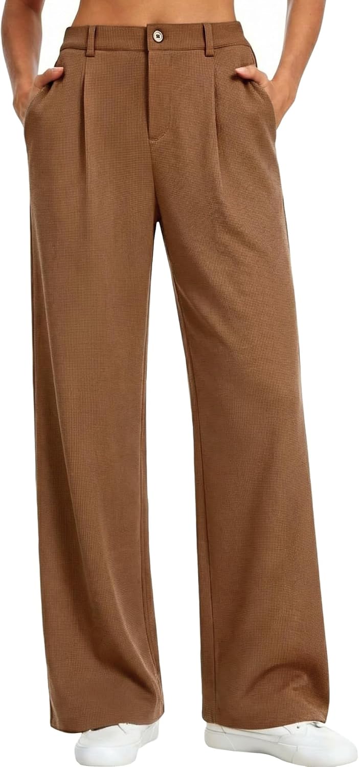 Feiersi Womens Wide Leg Pants Stretchy Work Dress Pants High Waist Business Casual Slacks Trousers 28"