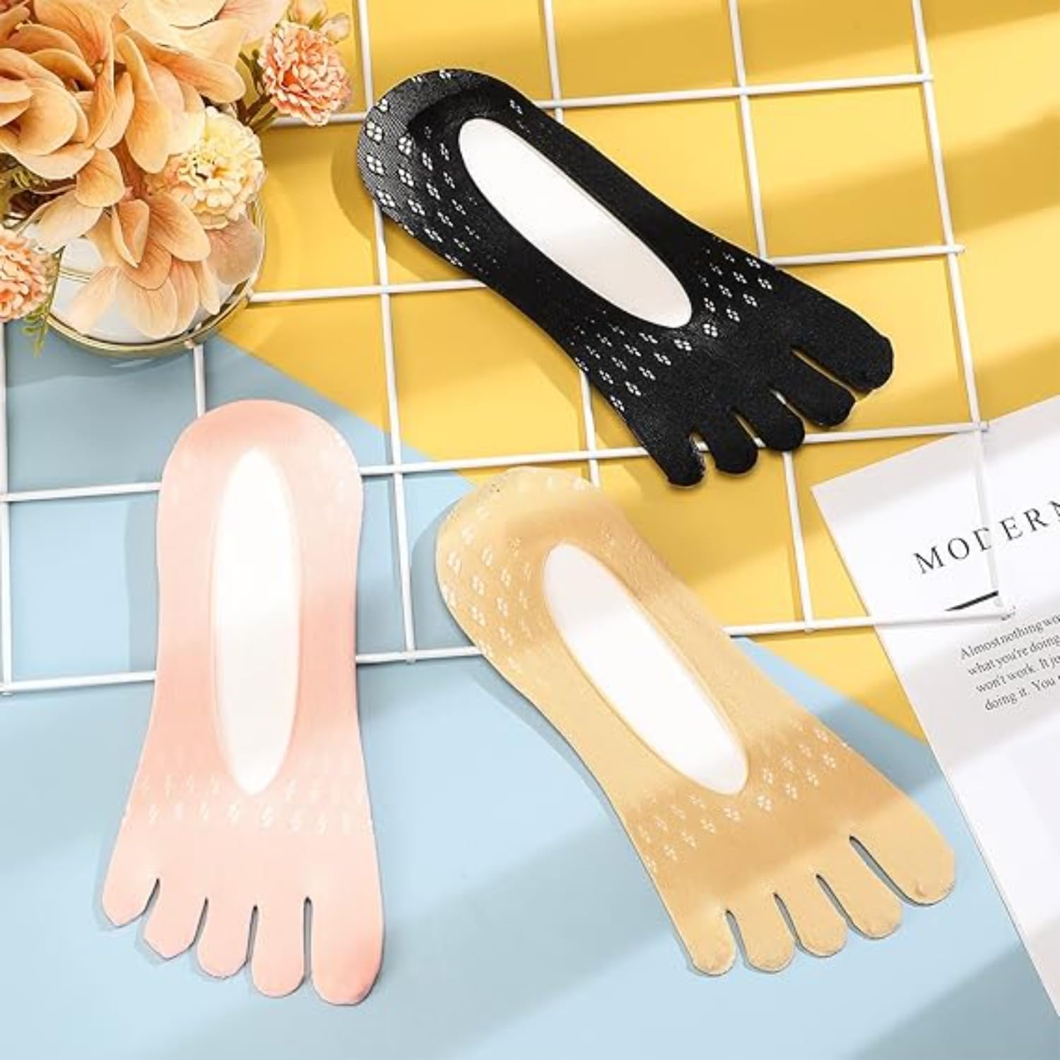 Chaussettes Orthopédiques De Compression | Sameo™,Chaussettes À Orteil Invisibles Femmes,Chaussettes À Cinq Doigts Respirantes, Chaussettes Bateau SéParéEs Pour Dames
