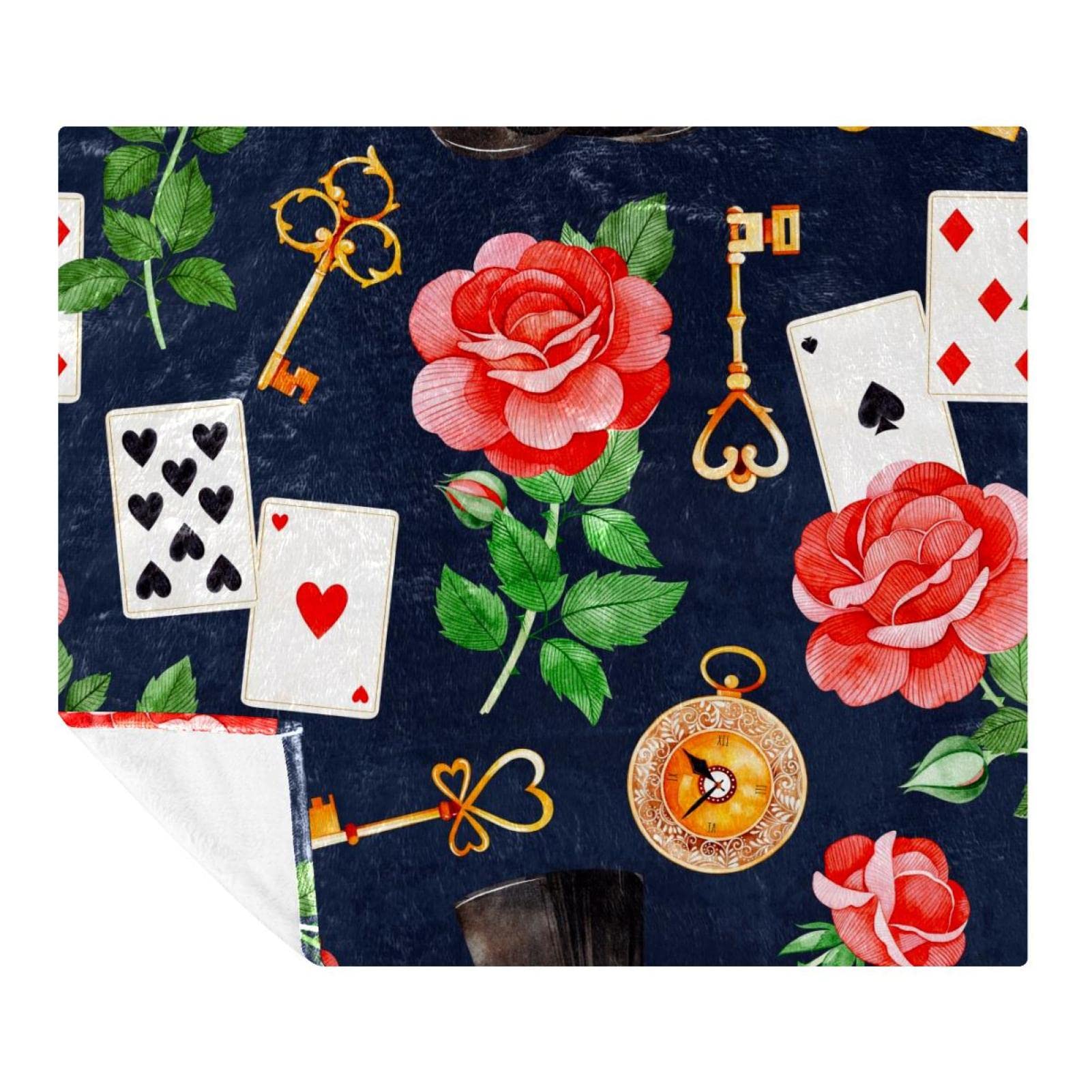 Couverture polaire microfibre Red Roses pour lit et canapé douce et légère 150x200cm