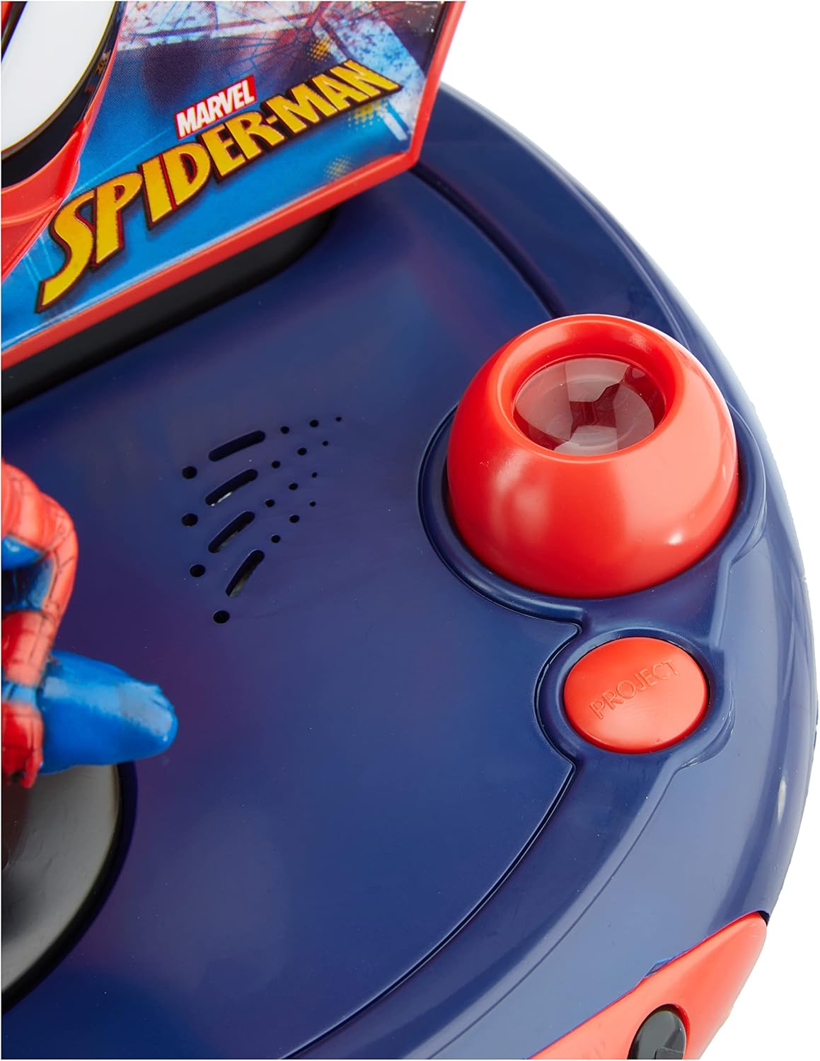 Lexibook Marvel RP500SP, Spider-Man Projector Alarm Clock, Built-in Night Light, time Projection onto The Ceiling, Sound Effects, Battery-Powered, Children, boy, Blue/Red
