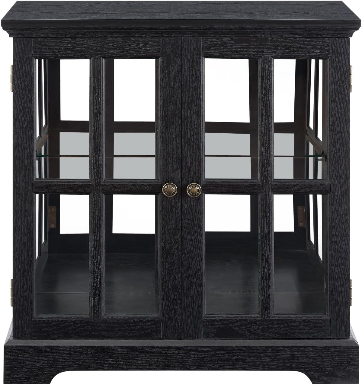 Curio Display Cabinet, Antique Display Cabinet with Adjustable Shelves, Retro Design Quality Showcase with Lattice Doors Elegant Bookcase and Storage Cabinet for Home Decor and Organization BLK
