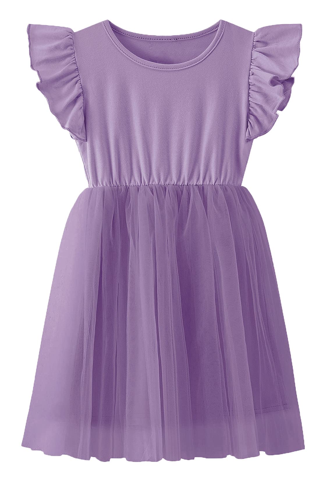 JNKLWPJS Girls Tutu Dress Toddler Ruffle Sleeve Princess Party Tulle Sundress
