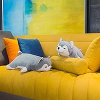 Vista 7 de Lindos animales de peluche con peso, 21 pulgadas, 3.5 libras, almohada de felpa de Husky con peso, juguetes de peluche de perro de peluche