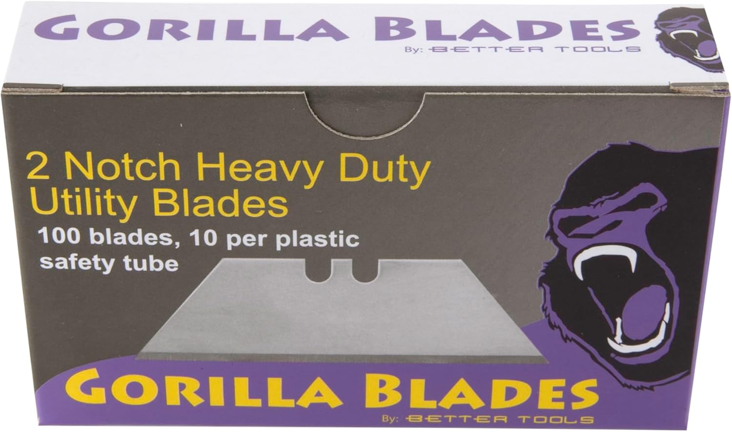 Better Tools 2 Notch Heavy Duty Utility Blades - 100 Blades (1 Box of 10 Tubes with 10 Blades Each)