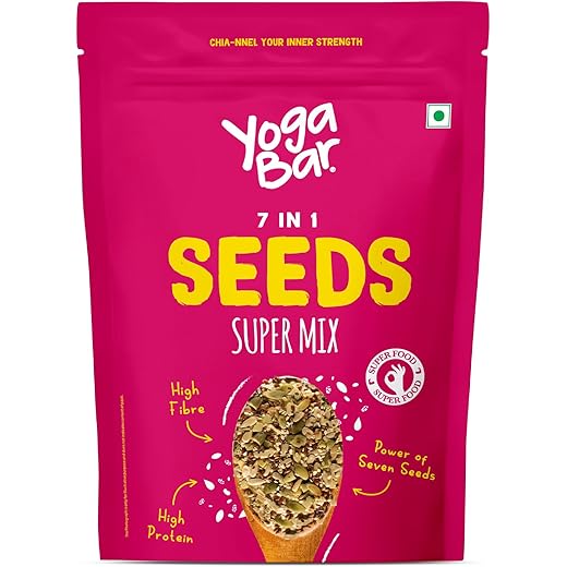 Yogabar 7-in1 Seeds Mix 250g | Mixed Seeds Chia, Pumpkin, Flax, Sunflower, Watermelon, Sesame & Soy Nuts Mix | Rich in Protein & Fibre | High Protein Snack with Anti-Oxidants