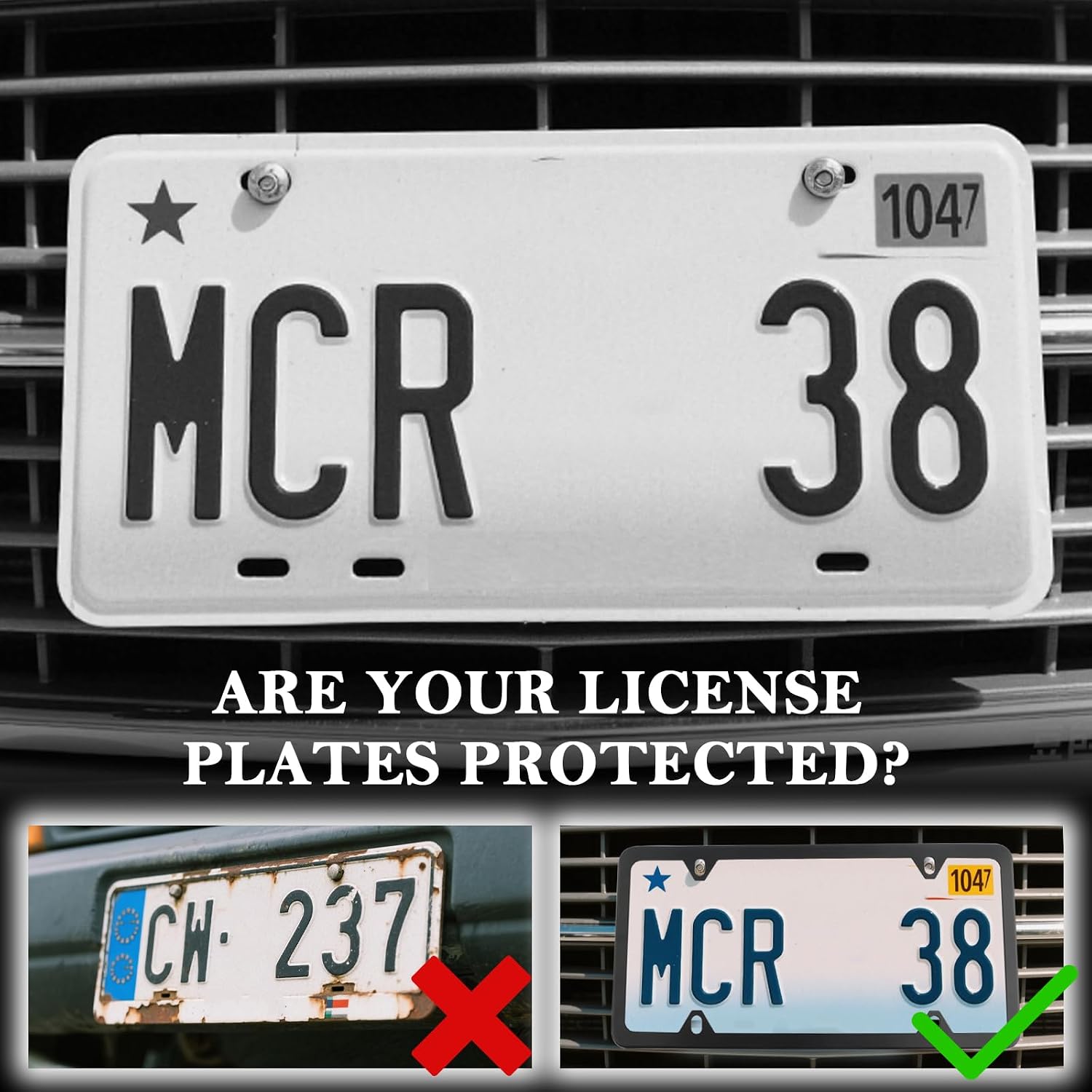 Licence Plate Frame Holder,Practical No Drill Front License Plate Bracket for License Plates Fixing,Universal Front Licenses Plates Mount Car Accessories with Screwed