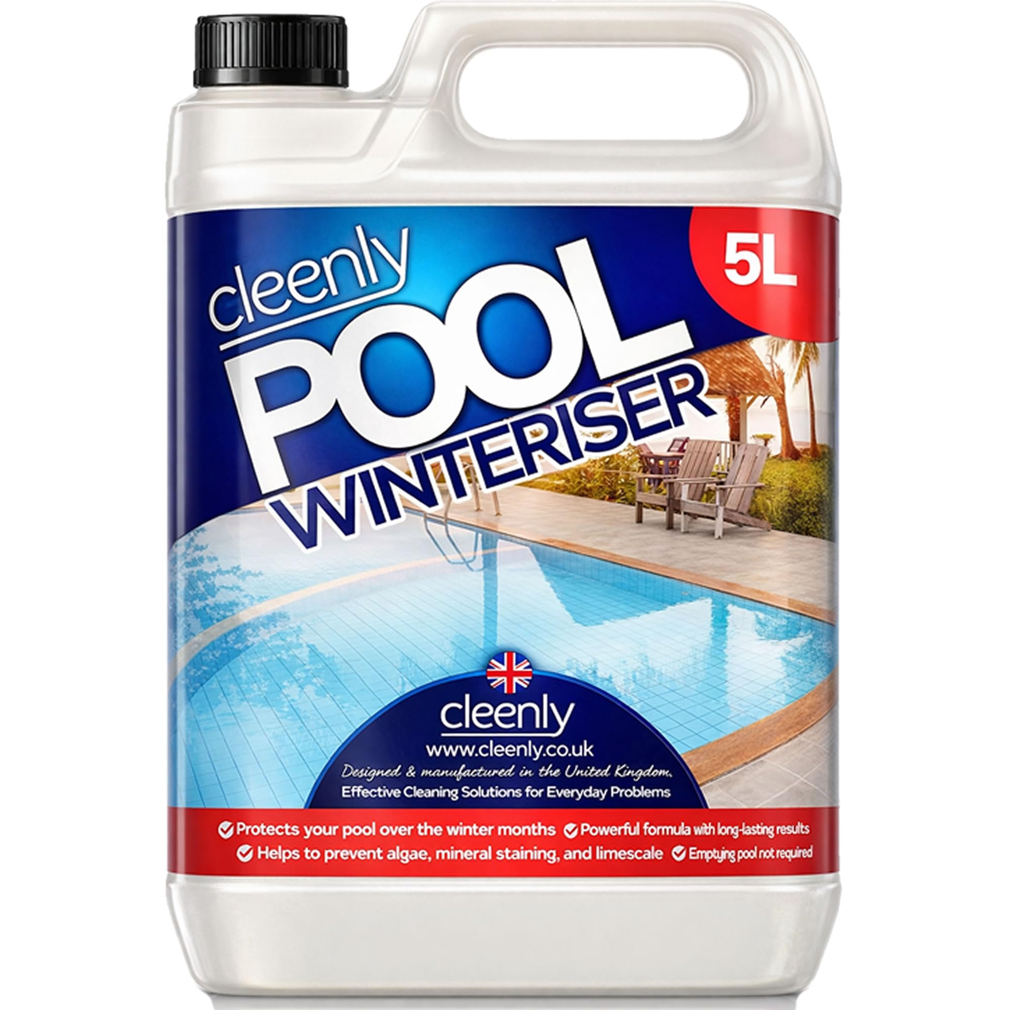 Cleenly Pool Winteriser - Protects Your Pool, Hot Tub or Spa Throughout Winter - Prevents Limescale, Algae & Mineral Staining (5 Litres)