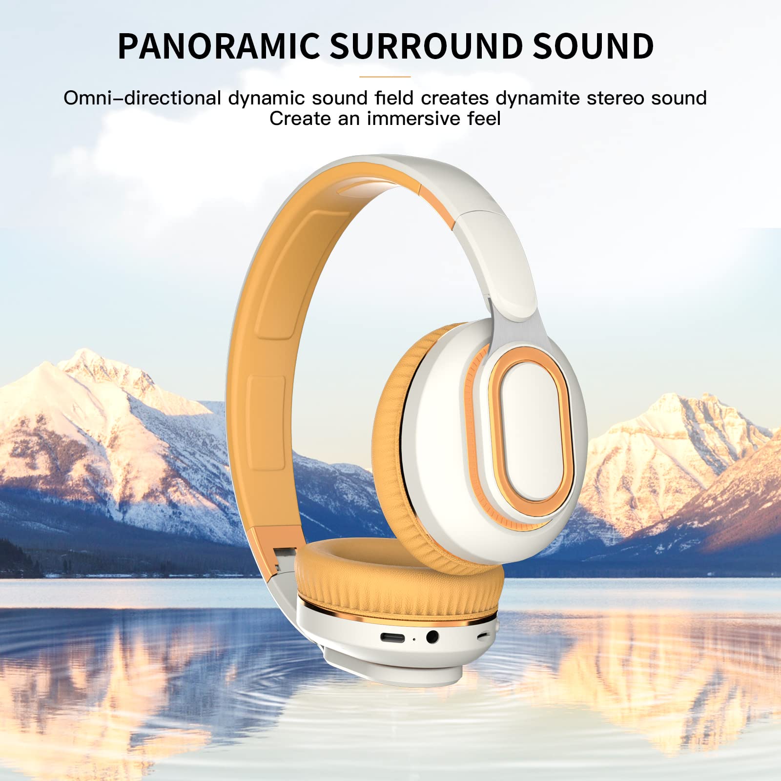 EIVOR Auriculares inalámbricos Bluetooth 5.0 Reducción de Ruido con micrófono, 16h Tiempo de Juego HiFi Auriculares estéreo, Tres Modo Auriculares Plegables para Deportes de Viaje,Blanco