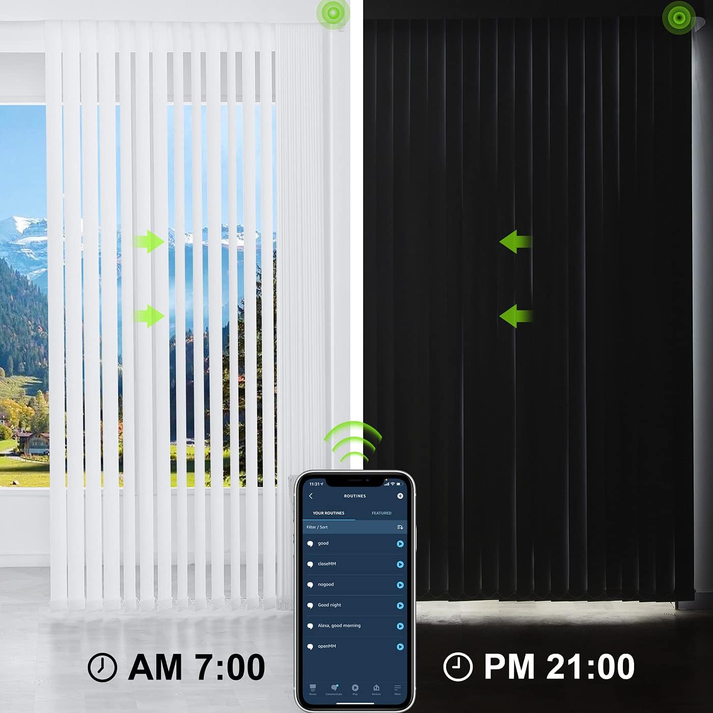 Yoolax Motorized Vertical Blind, Smart Blackout Sliding Door Shades, Blinds for Sliding Glass Doors with Alexa Google Home, Suitable for Sliding Patio Glass Doors Window, Custom Size, White