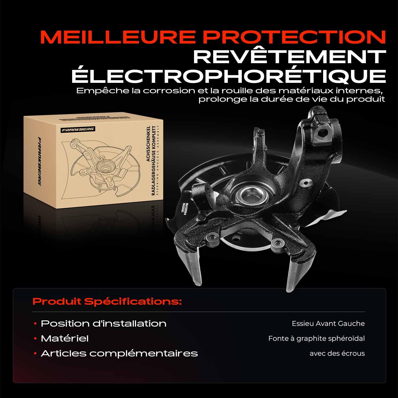 Frankberg Boîtier de roulement de roue de fusée de direction avant gauche | 6Q0407255AC; Compatible avec: , , , ,C.o.r.d.o.b.a 6L2 ,F.a.b.i.a III Break NJ5 , ,