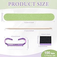 Vista 2 de 100 Sets Professional Disposable Manicure Kit Basics 4 Piece Nail Kit Wood Nail File 100/180 Grit, Mini Buffer 80/100 Grit, Wood Stick and Handle