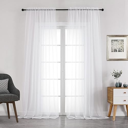 2 paneles de cortinas traslúcidas blancas de 108 pulgadas de largo, cortinas de gasa sólida extra largas filtrantes de luz para patio, sala de