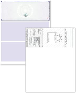 Blank Hologram Premium Computer Checks, Top High Security Laser Checks with Perforated Vouchers, Qty. 500 Blue Green