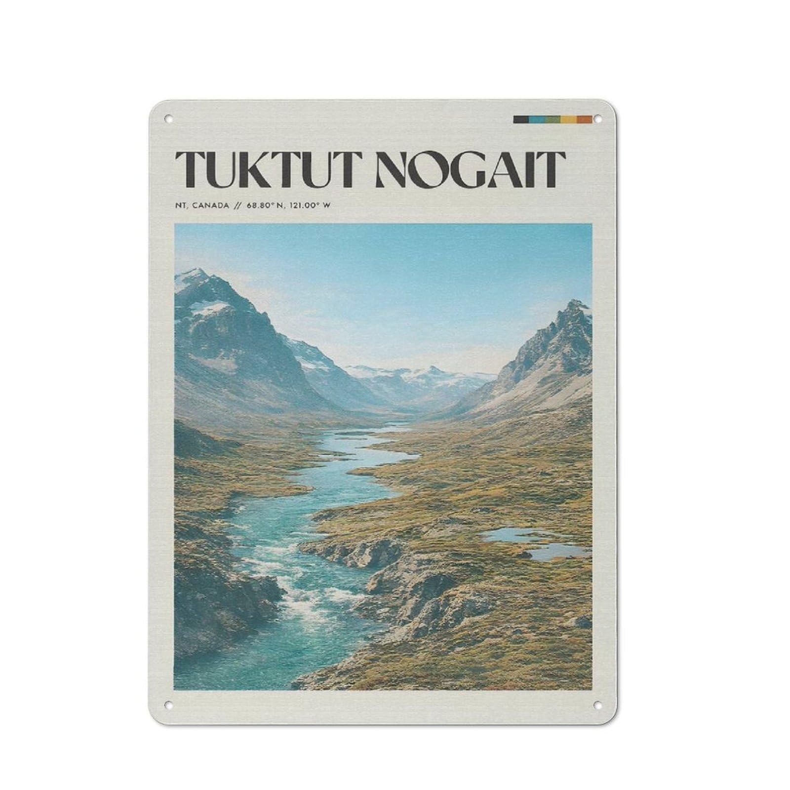 Junmoney Style-15 Tin Wall Sign With Tuktuut Nogaitt National Park Design 40X30cm, Cosy Cafe Wall Decor For Kitchen, Cafe, Pantry Or Dining Room