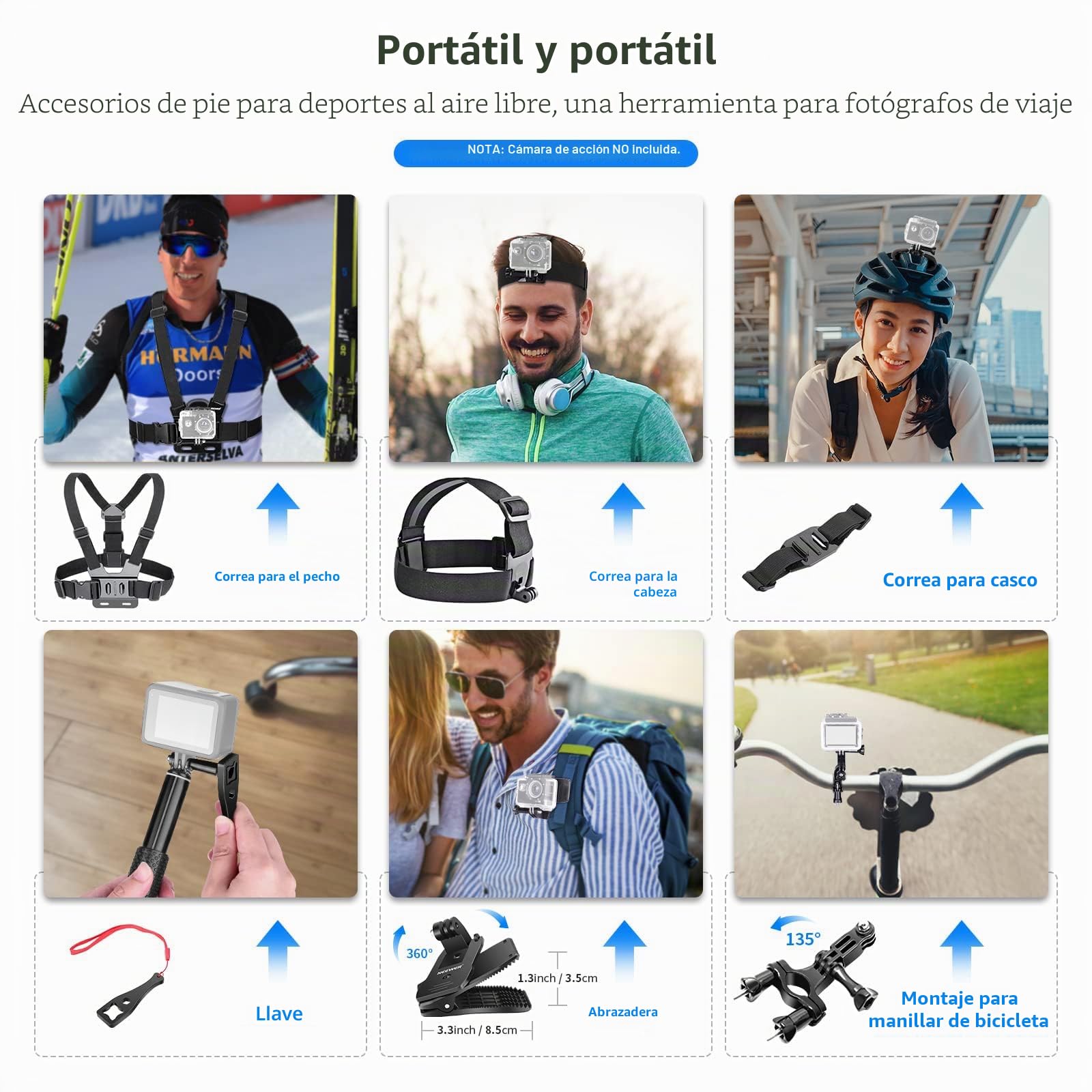 NEEWER Kit de Accesorios para Cámara de Acción 50 en 1 Compatible con GoPro Hero 12 11 10 9 DJI OSMO 4 3 2 Insta360 X3 X2 GO 3 SJCAM DBPOWER AKASO VicTsing APEMAN WiMiUS QUMOX Lightdow Campark Sony