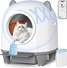 Devoko Self Cleaning Litter Tray, Cute Design with Cat Ears, Automatic Litter Tray 90L Large Capacity, Application Control, Litter Tray Suitable for Multiple Cats.