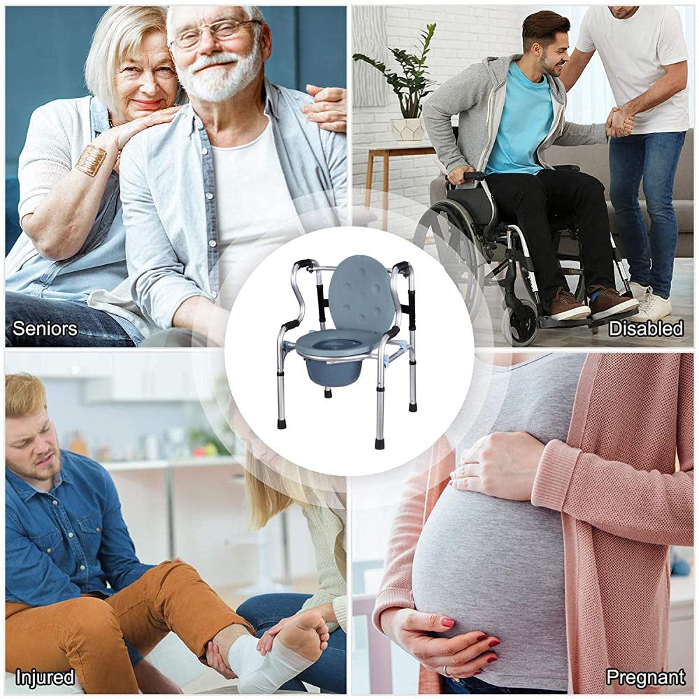 Sedia Comoda a Doppio Uso, Sedia Comoda Portatile, Sedia da Bagno con Ruote e Seduta, ausili per la deambulazione Antiscivolo a Doppio Uso