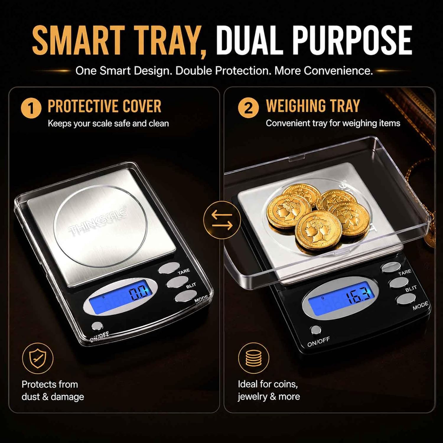 THINKSCALE Digital Coin Scale 1000g×0.1g for Coins, Gold, Silver, Jewelry image 4